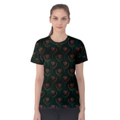 Orange Rose Wallpaper Pattern Women s Cotton Tee