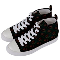 Orange Rose Wallpaper Pattern Women s Mid-top Canvas Sneakers by Wegoenart