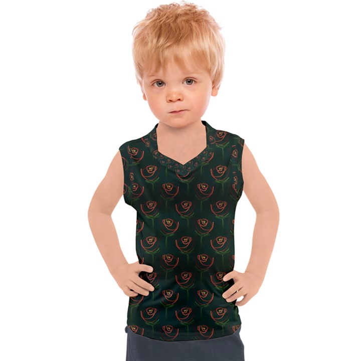 Orange Rose Wallpaper Pattern Kids  Sport Tank Top