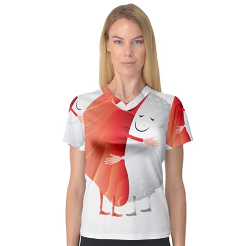 Cute Sushi Hug Fish Hugging Rice V-neck Sport Mesh Tee by SR88