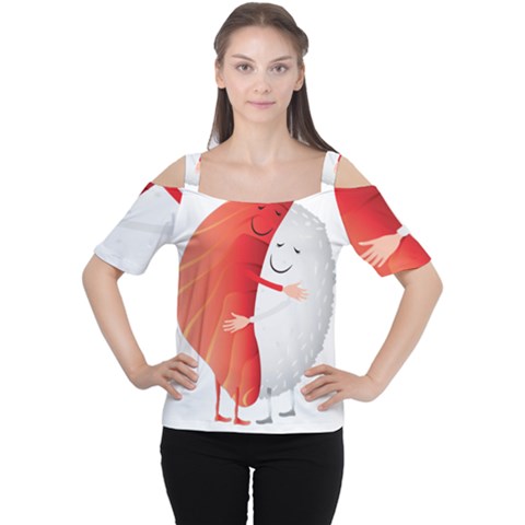 Cute Sushi Hug Fish Hugging Rice Cutout Shoulder Tee by SR88