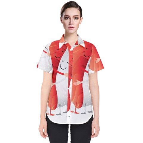 Cute Sushi Hug Fish Hugging Rice Women s Short Sleeve Shirt by SR88