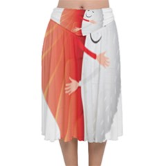 Cute Sushi Hug Fish Hugging Rice Velvet Flared Midi Skirt by SR88