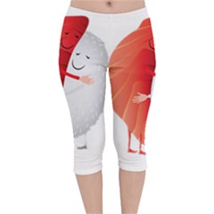 Cute Sushi Hug Fish Hugging Rice Velvet Capri Leggings 