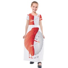 Cute Sushi Hug Fish Hugging Rice Kids  Short Sleeve Maxi Dress by SR88