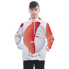 Cute Sushi Hug Fish Hugging Rice Men s Half Zip Pullover