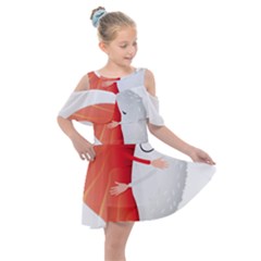 Cute Sushi Hug Fish Hugging Rice Kids  Shoulder Cutout Chiffon Dress by SR88