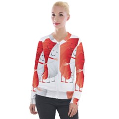 Cute Sushi Hug Fish Hugging Rice Velour Zip Up Jacket