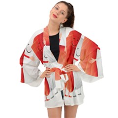 Cute Sushi Hug Fish Hugging Rice Long Sleeve Kimono by SR88