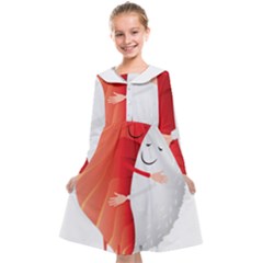 Cute Sushi Hug Fish Hugging Rice Kids  Midi Sailor Dress