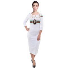 Che Guevara Quarter Sleeve Midi Velour Bodycon Dress by SR88