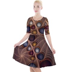 Fractal Fantasy Abstract Design Quarter Sleeve A-line Dress by Wegoenart