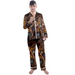 Fractal Fantasy Abstract Design Men s Satin Pajamas Long Pants Set by Wegoenart