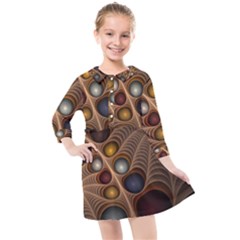 Fractal Fantasy Abstract Design Kids  Quarter Sleeve Shirt Dress by Wegoenart