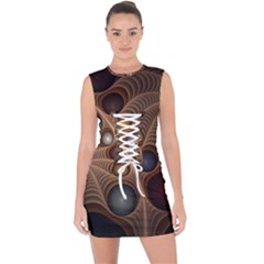 Fractal Fantasy Abstract Design Lace Up Front Bodycon Dress