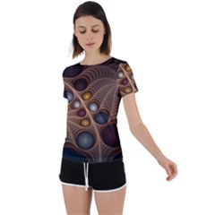 Fractal Fantasy Abstract Design Back Circle Cutout Sports Tee