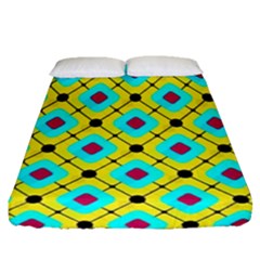 Pattern Tiles Square Design Modern Fitted Sheet (queen Size) by Wegoenart