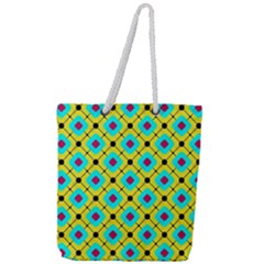 Pattern Tiles Square Design Modern Full Print Rope Handle Tote (large)