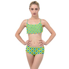 Pattern Tiles Square Design Modern Layered Top Bikini Set by Wegoenart