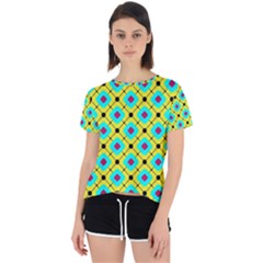 Pattern Tiles Square Design Modern Open Back Sport Tee by Wegoenart