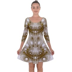 Fractal Fantasy Background Pattern Quarter Sleeve Skater Dress