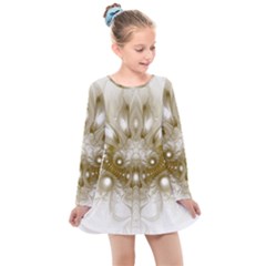 Fractal Fantasy Background Pattern Kids  Long Sleeve Dress