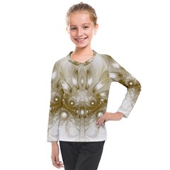 Fractal Fantasy Background Pattern Kids  Long Mesh Tee