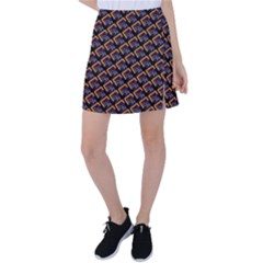 Abstract Orange Geometric Pattern Tennis Skirt