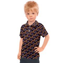 Abstract Orange Geometric Pattern Kids  Polo Tee