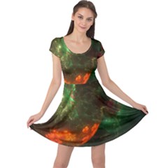 Space Cosmos Galaxy Universe Sky Cap Sleeve Dress by Wegoenart