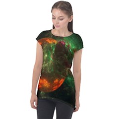 Space Cosmos Galaxy Universe Sky Cap Sleeve High Low Top by Wegoenart