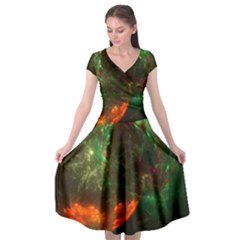 Space Cosmos Galaxy Universe Sky Cap Sleeve Wrap Front Dress by Wegoenart