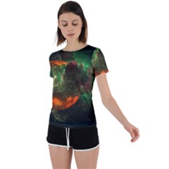 Space Cosmos Galaxy Universe Sky Back Circle Cutout Sports Tee