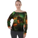 Space Cosmos Galaxy Universe Sky Off Shoulder Long Sleeve Velour Top View1