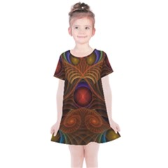 Fractal Fantasy Design Swirl Kids  Simple Cotton Dress by Wegoenart