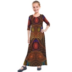 Fractal Fantasy Design Swirl Kids  Quarter Sleeve Maxi Dress by Wegoenart