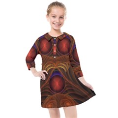 Fractal Fantasy Design Swirl Kids  Quarter Sleeve Shirt Dress by Wegoenart