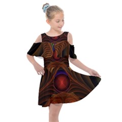 Fractal Fantasy Design Swirl Kids  Shoulder Cutout Chiffon Dress by Wegoenart