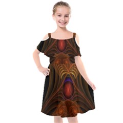 Fractal Fantasy Design Swirl Kids  Cut Out Shoulders Chiffon Dress by Wegoenart