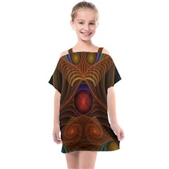 Fractal Fantasy Design Swirl Kids  One Piece Chiffon Dress by Wegoenart