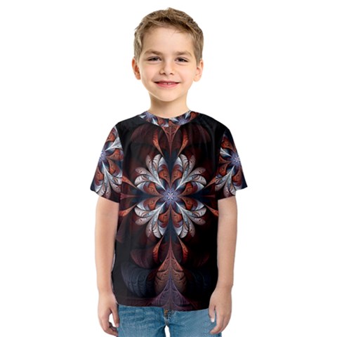 Fractal Flower Fantasy Floral Kids  Sport Mesh Tee by Wegoenart