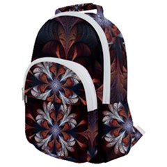 Fractal Flower Fantasy Floral Rounded Multi Pocket Backpack by Wegoenart