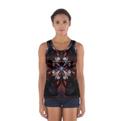 Fractal Flower Fantasy Floral Sport Tank Top  by Wegoenart