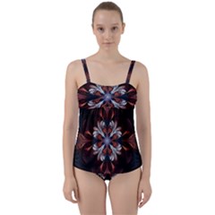 Fractal Flower Fantasy Floral Twist Front Tankini Set by Wegoenart