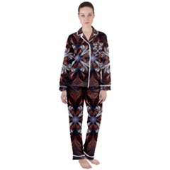 Fractal Flower Fantasy Floral Satin Long Sleeve Pyjamas Set by Wegoenart