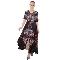 Fractal Flower Fantasy Floral Waist Tie Boho Maxi Dress