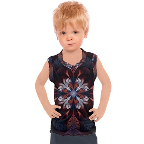 Fractal Flower Fantasy Floral Kids  Sport Tank Top by Wegoenart