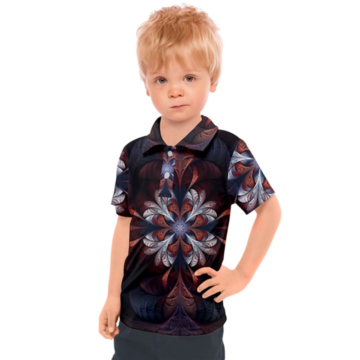 Fractal Flower Fantasy Floral Kids  Polo Tee