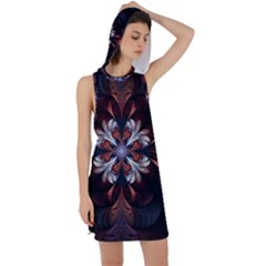 Fractal Flower Fantasy Floral Racer Back Hoodie Dress by Wegoenart