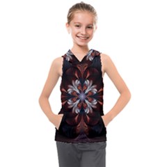 Fractal Flower Fantasy Floral Kids  Sleeveless Hoodie by Wegoenart